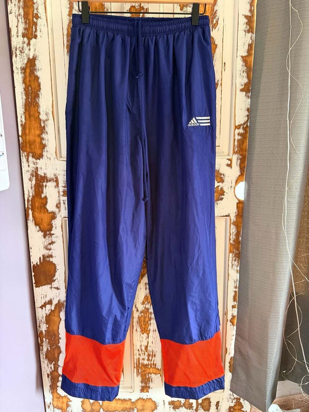 Vintage 90s Adidas Nylon Windbreaker Track Pants Blue and Orange